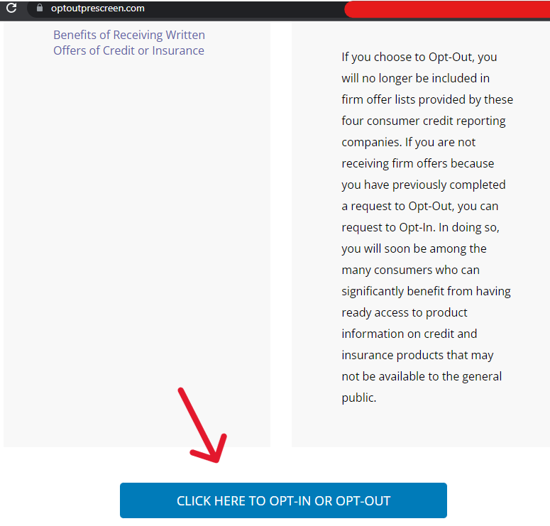 Step 3: Opting-Out of Experian's Prescreened, Firm Offers